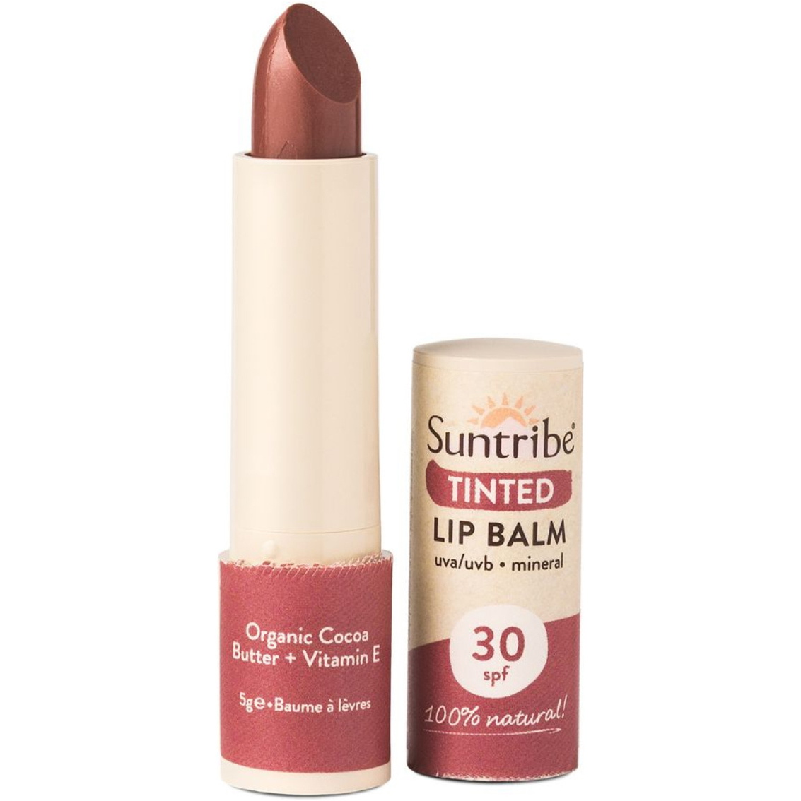 2026 Suntribe Organic Mineral Tinted Lip Balm SPF 30 STLBZT
